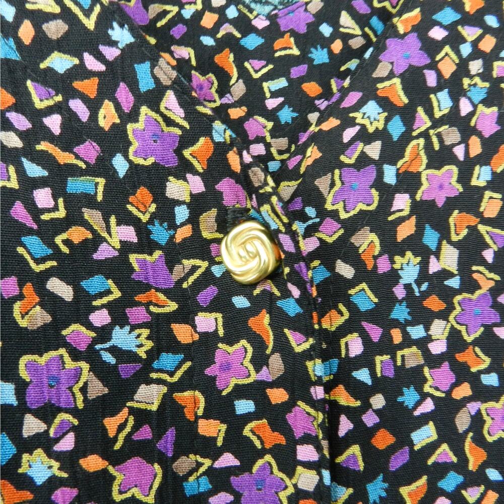 Vintage Laura Kieffer Twofer Jacket Top Sz XL Purple Teal Black Print 80s 90s - Picture 5 of 12